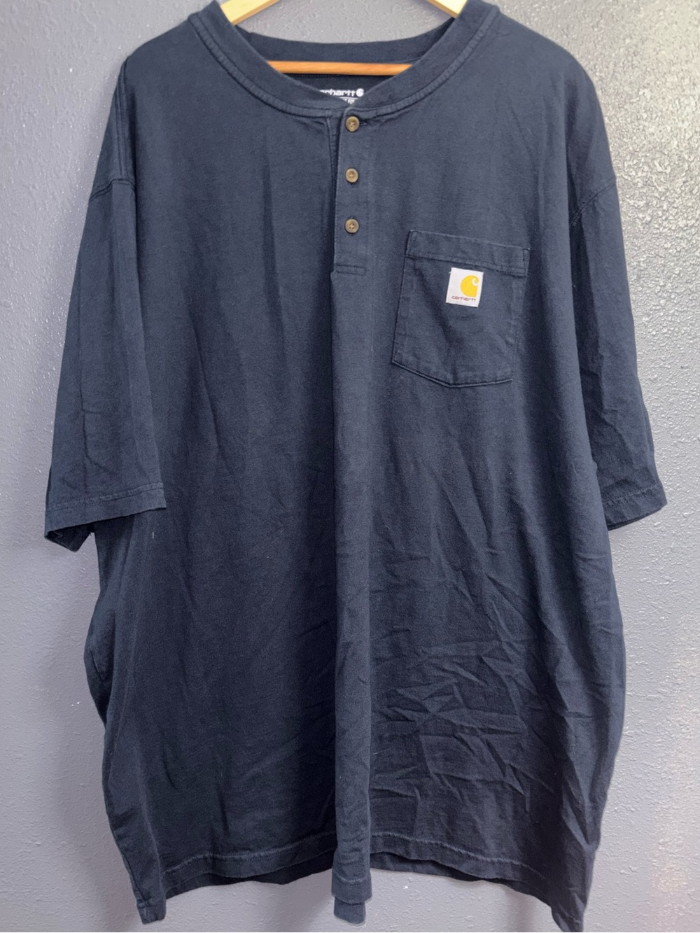 Carhartt Men's Navy Short-Sleeve Henley with Chest Pocket